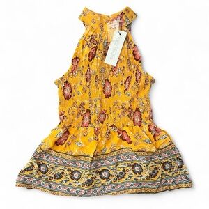Smocked Rachel Zoe Yellow Floral Halter-Style Peplum Summer Top